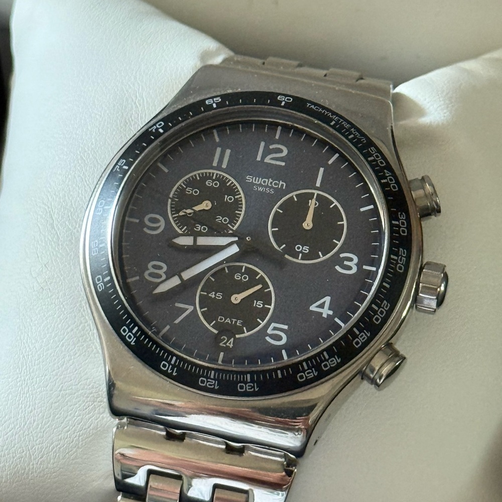 Swatch Chronograph Watch with Navy & Black Dial